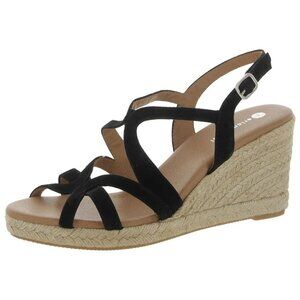 NEW Eric Michael Women Lindsey Black Suede Platform Wedge Adjustable Sandal